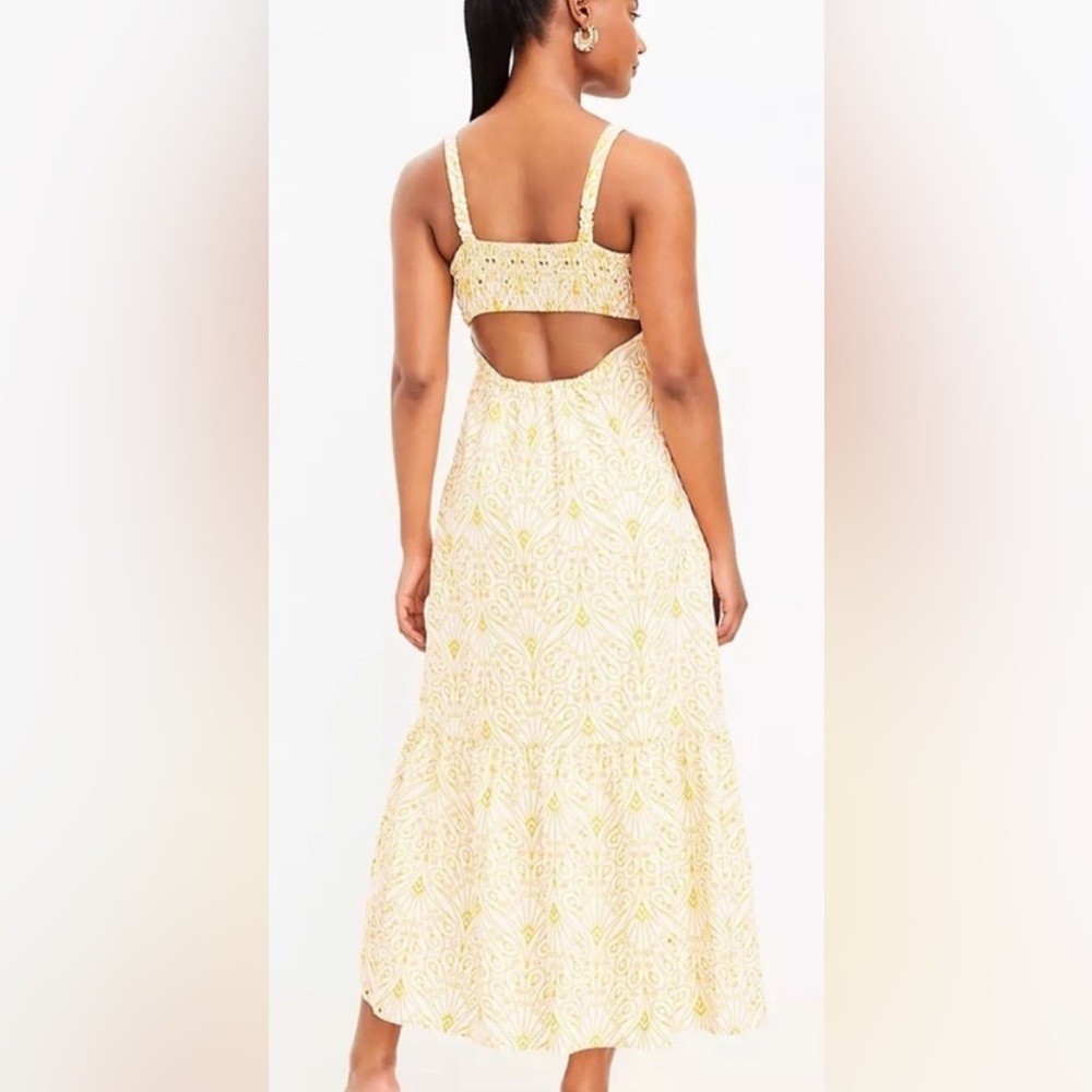 LOFT Eyelet Open Back Floral Maxi Dress - Picture 3 of 8